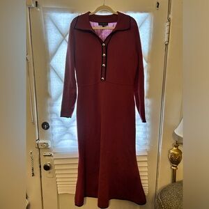 Eloquii Burgundy Long Sleeve Dress with Gold Buttons